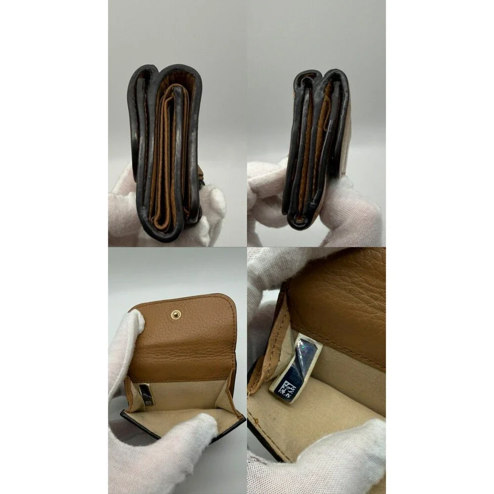 Chloé Alphabet Leather Trifold Wallet Purse Beige/142